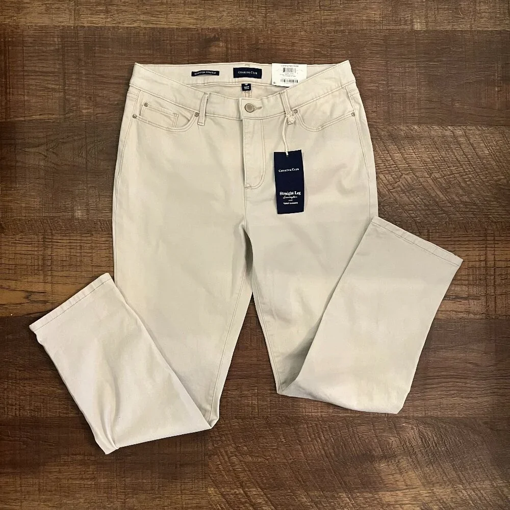 CHARTER CLUB LEXINGTON STRAIGHT Straight Leg Tummy Slimming Jeans Size 12P